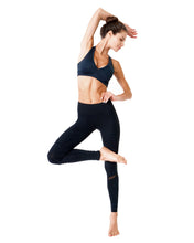 Load image into Gallery viewer, Athletique Low-Waisted Ribbed Leggings With Hidden Pocket and Mesh