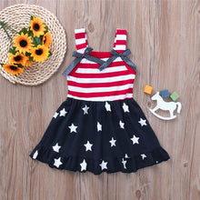 Load image into Gallery viewer, Toddler Baby Girls Dress Star Print 4th Of July