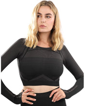 Load image into Gallery viewer, Decata Seamless Sports Top - Black & Brown