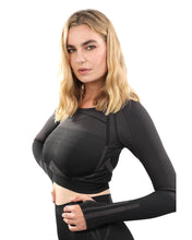 Load image into Gallery viewer, Decata Seamless Sports Top - Black & Brown