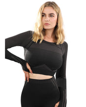 Load image into Gallery viewer, Decata Seamless Sports Top - Black & Brown
