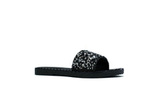 Load image into Gallery viewer, Women&#39;s Single Platform Glitter Sliders Black
