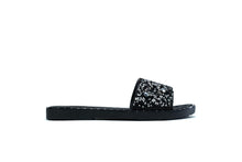 Load image into Gallery viewer, Women&#39;s Single Platform Glitter Sliders Black
