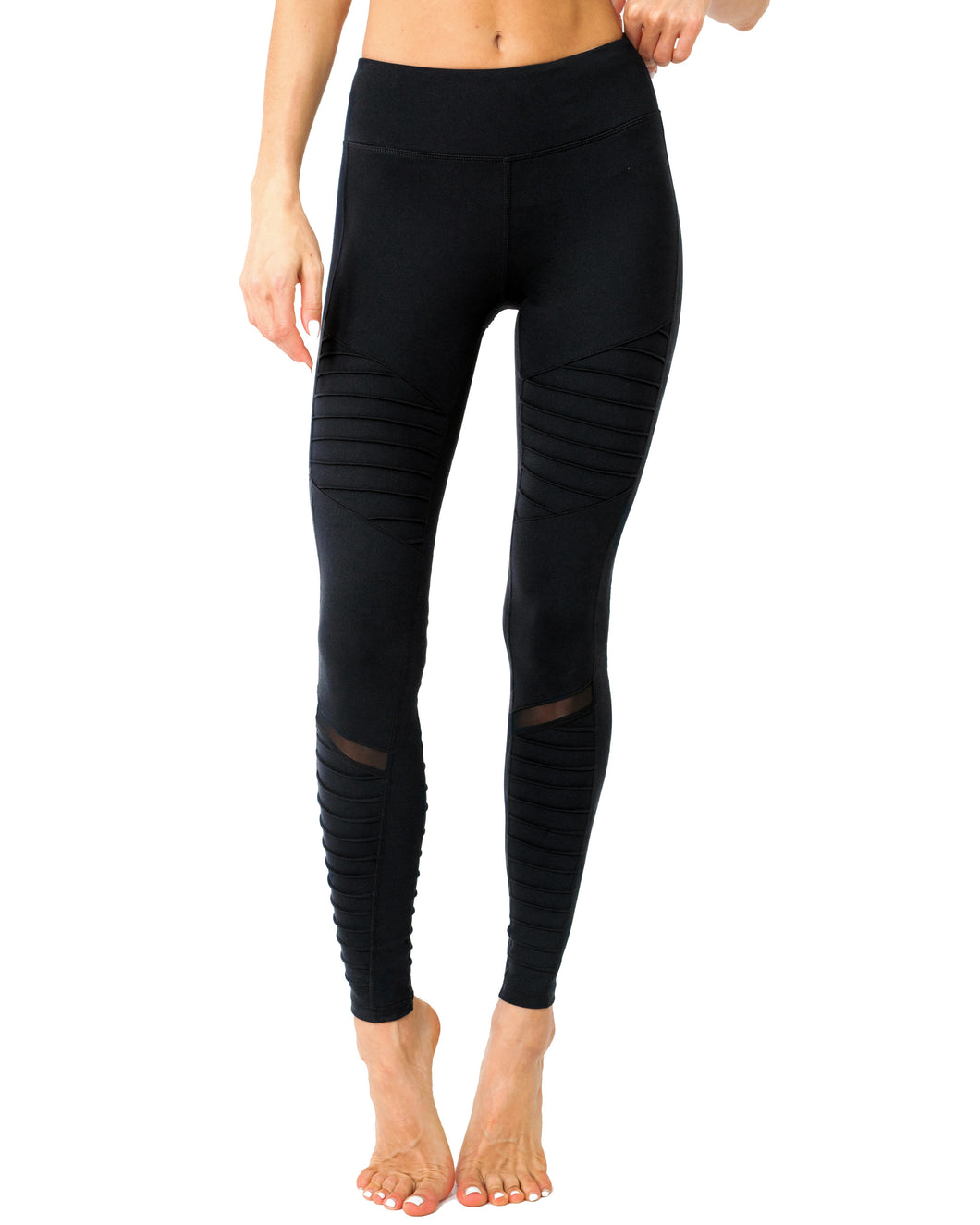 Athletique Low-Waisted Ribbed Leggings With Hidden Pocket and Mesh