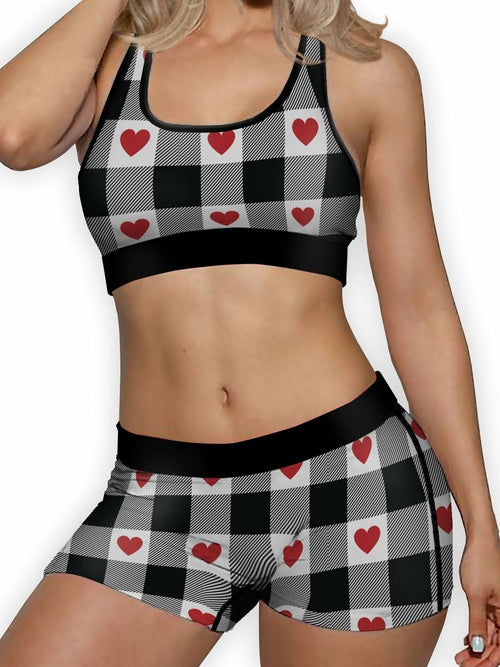 Plaid Hearts Ellie Sports Bra