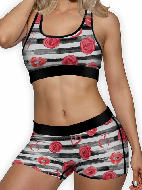 Rose Stripes Ellie Sports Bra