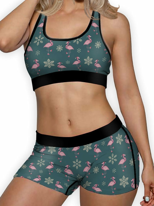 Christmas Flamingo Ellie Sports Bra