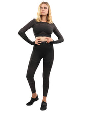 Load image into Gallery viewer, Decata Seamless Leggings &amp; Sports Top Set - Black &amp; Brown
