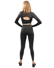 Load image into Gallery viewer, Decata Seamless Leggings &amp; Sports Top Set - Black &amp; Brown
